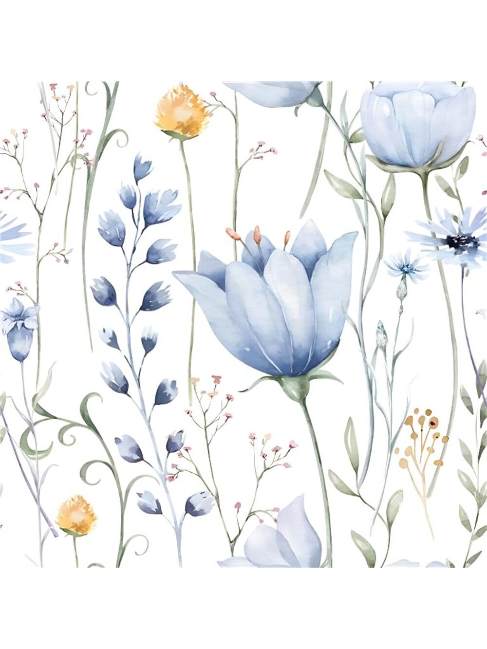 Blue Floral Wallpaper Peel and Stick Self Adhesive Removable Wall Paper